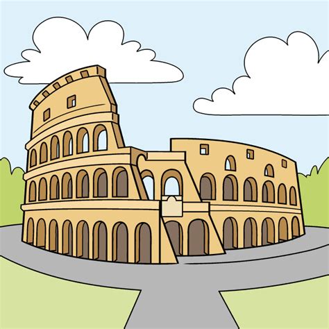 How to Draw the Colosseum - Really Easy Drawing Tutorial