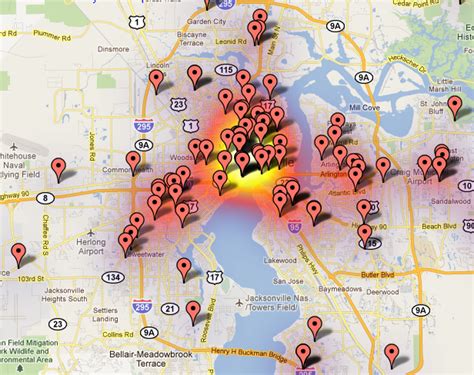 Jacksonville, FL Heat Map | SpotCrime - The Public's Crime Map