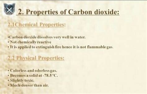 Physical and chemical properties of carbon dioxide. - Brainly.in