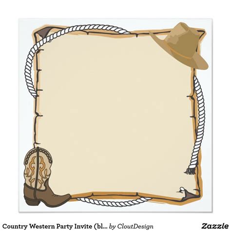 Country Western Party Invite (blank) | Zazzle.com | Cowboy invitations ...