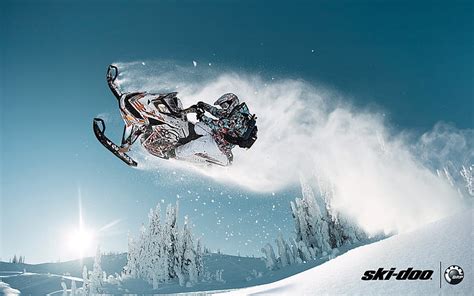 HD wallpaper: white and orange Ski-doo snowmobile wallpaper, forest ...