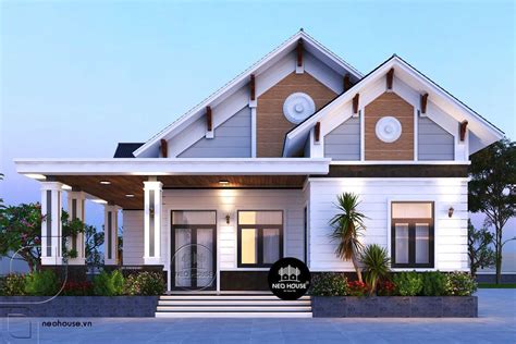 Thiết Kế Biệt Thự Nhà Vườn 1 Tầng Mái Thái Hiện Đại Tại Huế | Desain fasad, Arsitektur ...