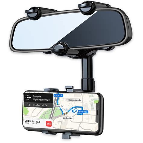 Buy PKYAA Rearview Mirror Phone Holder for Car, 360° Rotating Rear View with Adjustable Arm ...