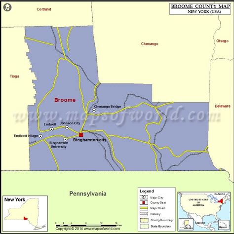 Broome County Map, Map of Broome County NY | County map, County, Map