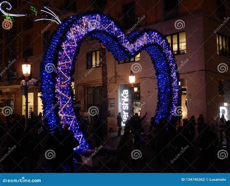 Salerno - Heart of Christmas Lights in the Historic Center Editorial ...