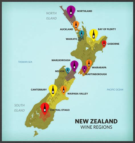 Map of New Zealand wine: wine regions and vineyards of New Zealand