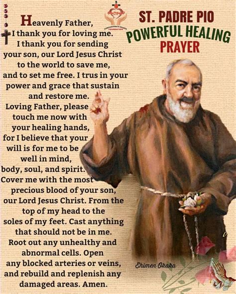 St. Padre Pio Powerful Healing Prayer | Prayers for healing, Novena prayers, Prayers