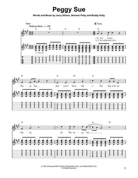 Peggy Sue by Buddy Holly - Easy Guitar Tab - Guitar Instructor