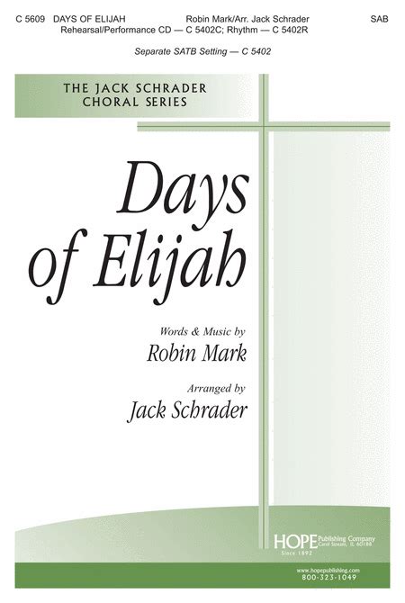 Days Of Elijah Sheet Music By Robin Mark - Sheet Music Plus