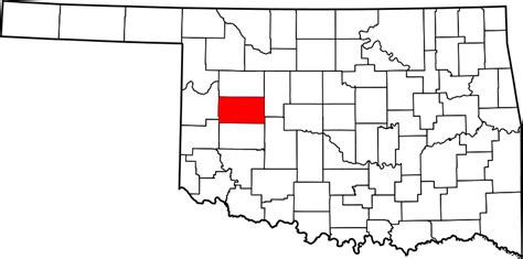 Image: Map of Oklahoma highlighting Custer County