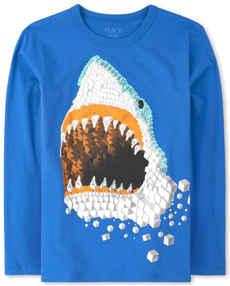 Boys Long Sleeve Shark Graphic Tee