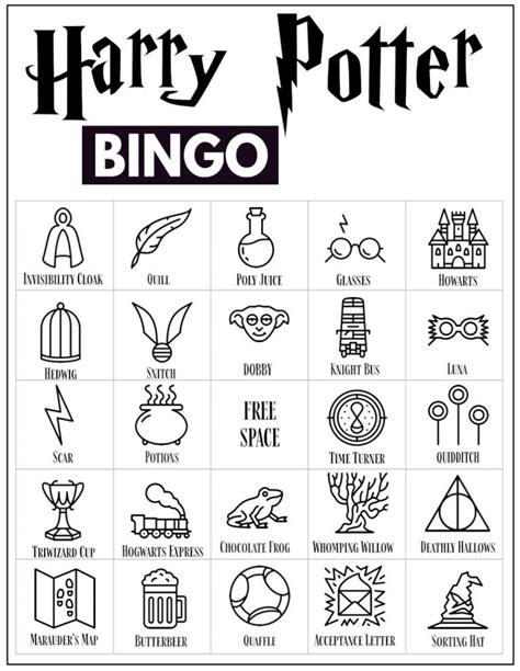 Free Printable Harry Potter Bingo Game - Paper Trail Design | Harry ...