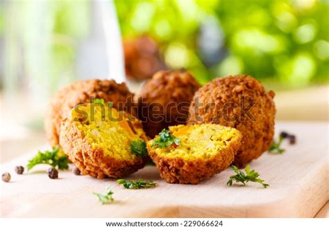 Fresh Falafel Balls Served On Wooden Stock Photo (Edit Now) 229066624