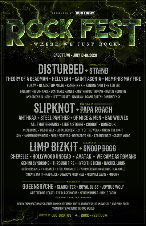 ROCK FEST ANNOUNCES POWERFUL 2020 LINEUP - Side Stage Magazine