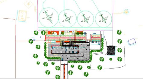 Domestic Airport Top View Architecture Layout Plan Details DWG File