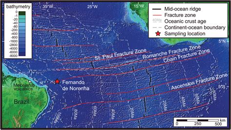 Topographic map of the equatorial Atlantic with major structural... | Download Scientific Diagram