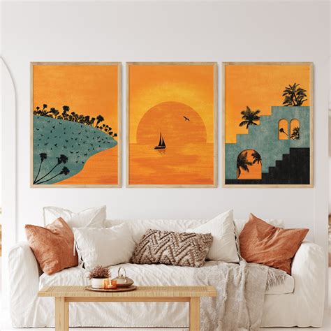 Sunset Wall Art Set Boho Desert Architecture Sea Sunset - Etsy