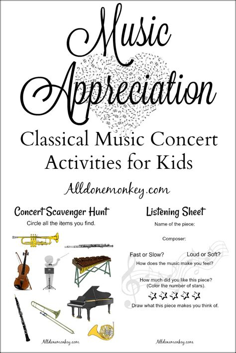 Music Appreciation: Classical Music Concert Activities for Kids - All Done Monkey