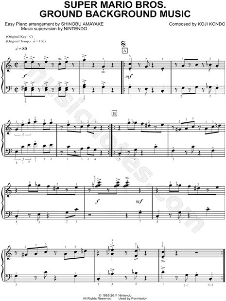 "Super Mario Bros. Ground Theme" from 'Super Mario Brothers' Sheet Music (Easy Piano) (Piano ...