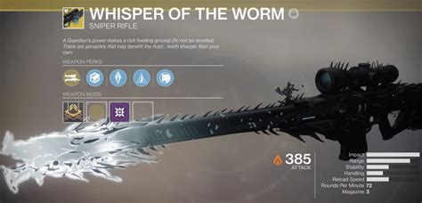 Whisper Of The Worm Carry - Buy Destiny 2 Exotic Sniper Rifle Weapon ...