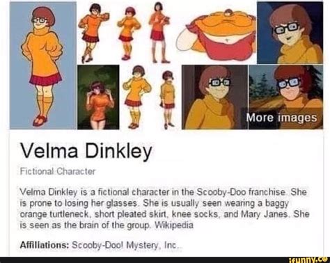 Velma Dinkley is a ﬁctional character In lhe ScoobyDoo franchise She is prone to losing her ...