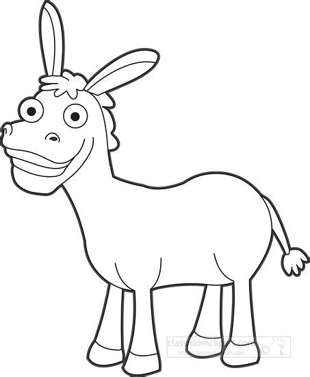 Donkey Clipart-cute smiling donkey black outline clipart