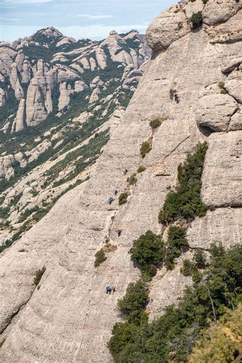 Rock Climbing at Montserrat in Catalonia, Near Barcelona Stock Image ...