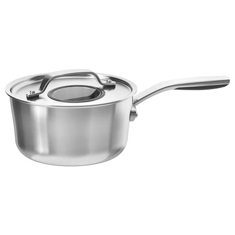 SENSUELL stainless steel, grey, Saucepan with lid - IKEA