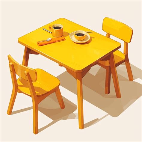 Premium Vector | Elegant wooden dining table and chairs