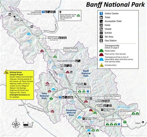 Banff National Park Tourist Map - Ontheworldmap.com