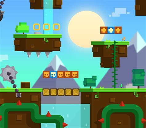 Block Mountains – Vector Level Set | Game Art Partners