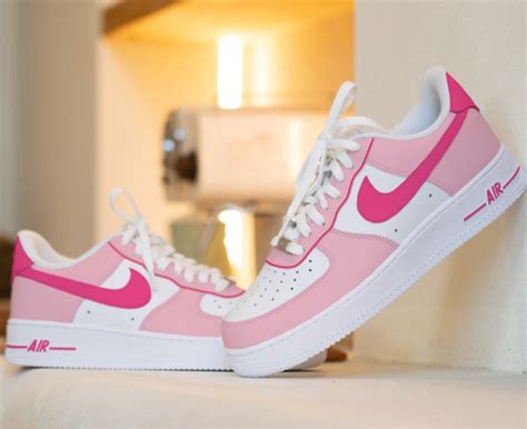 Custom Pink Nike Air Force 1, HandPainted Pink Custom Nike AF1 Sneakers ...