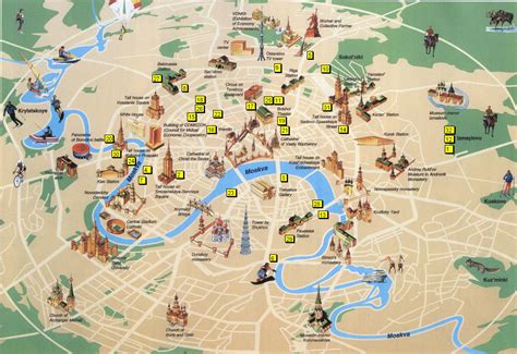 Tourist map of Moscow - Moscow tourist attractions map (Russia)