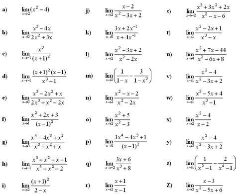 Limits Calculus Worksheet