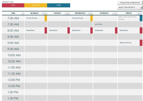 College Class Schedule Template | College Class Schedule