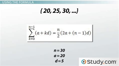 Sum of Arithmetic Sequence | Formula & Examples - Lesson | Study.com