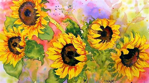 Sunflowers in Watercolor! Real Time Tutorial - YouTube