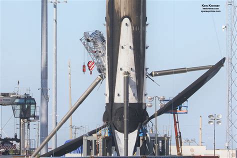 Legless Quadruply Launched SpaceX Falcon 9 Lowered Horizontal, Landing ...