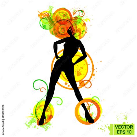 Black elegant woman silhouette and color abstraction Stock Vector ...