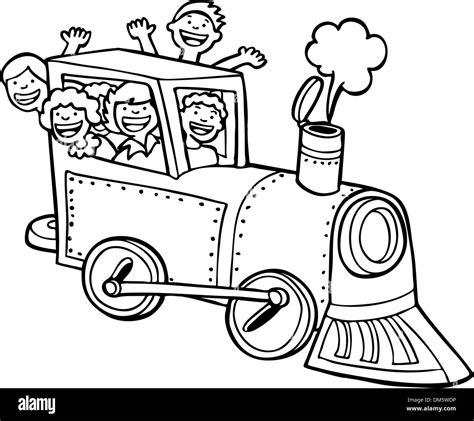 Child Train Ride - black and white Stock Vector Image & Art - Alamy