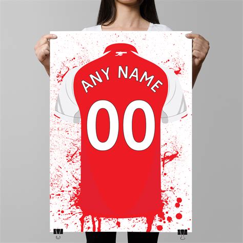 Personalised Arsenal poster - Illustrated home shirt - Football Gifts ...