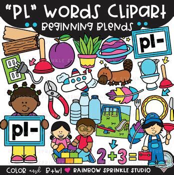 PL Words Clipart {L Blends Clipart} by Rainbow Sprinkle Studio - Sasha Mitten