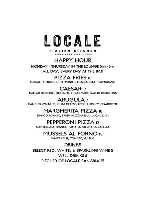 HAPPY HOUR MENU — LOCALE ITALIAN KITCHEN