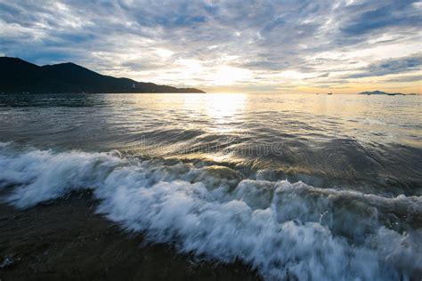 Sunrise with Orange Sky in Da Nang Beach - Vietnam Landscape Stock ...