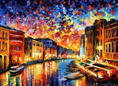 Venice Grand Canal - Palette Knife Landscape City Oil Painting On Canvas By Leonid Afremov ...