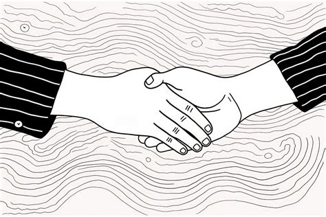 Shaking hands handshake drawing cartoon. | Premium Photo Illustration ...