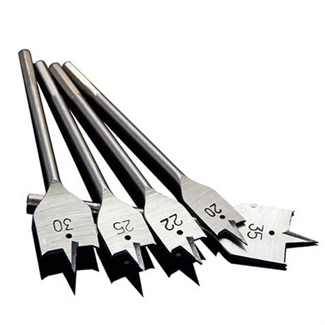 6 35mm Flat Drill Long High carbon Steel Wood Flat Drill Set Spade Drill Bits Durable ...