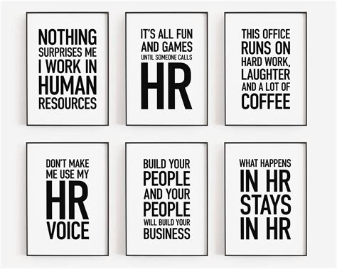 HR Office Decor, Set of 6 PRINTABLES, Human Resources Wall Art, Zoom ...