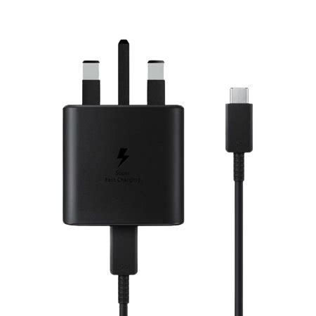 Official Samsung Black 45W Fast Charger and USB-C to USB-C Charge and Sync Cable - Mobile Fun ...