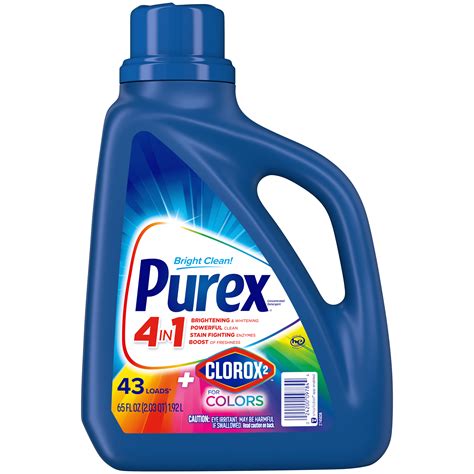 Purex Liquid Laundry Detergent plus Clorox 2, Original Fresh, 65 Fluid Ounces, 43 Loads ...